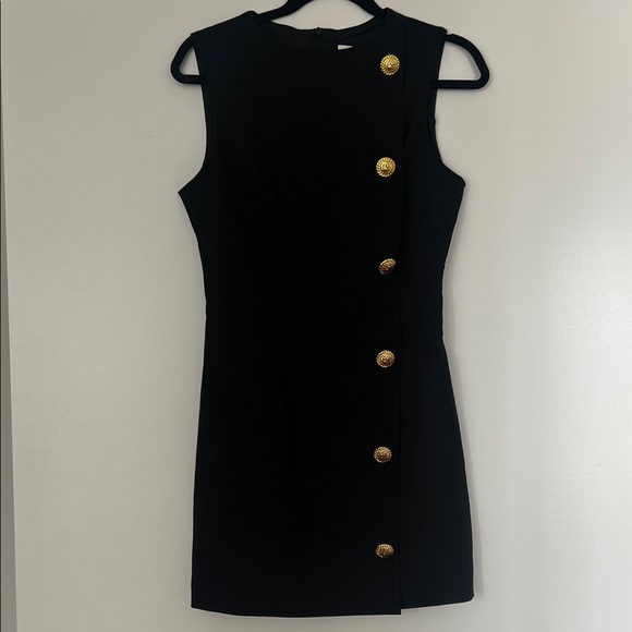 Commense Black Mini Dress with Gold Buttons - Picture 1 of 4